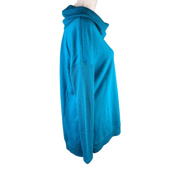 Andrew Marc NY Performance Fleece Cowl Neck Tunic Top Azure Turquoise M New - Picture 12 of 13